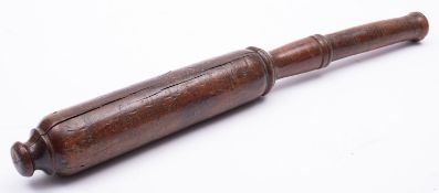 A George III turned hardwood cudgel, early 19th century; with variously knopped finial,