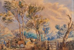 Attributed to David Cox (British, 1783-1859) - Beddgelert, North Wales - Watercolour - 37.5 x 55cm.