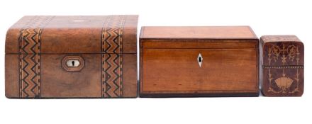 A Victorian walnut and Tunbridgeware box,