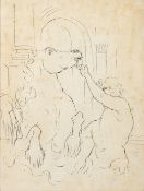 Attributed to Katerina Wilczynski (Polish, 1894-1978) - Man with horse - Pen and ink - 27.5 x 21.