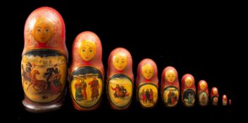 A Russian painted wood matryoshka doll,