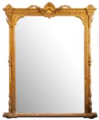 A Victorian giltwood and composition overmantel mirror,