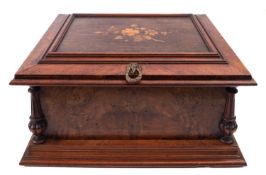A Continental kingwood, burr walnut and marquetry table top symphonium,