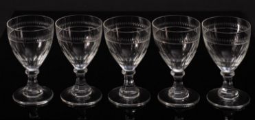 A set of five glass rummers in the late Georgian manner, 14cm.