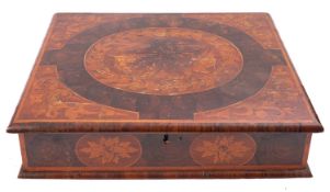 A Queen Anne or George I yew, oyster laburnum and marquetry lace box,