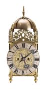 An English brass lantern mantel clock the eight-day duration,