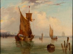 Dutch School, 19th Century - Seascape with shipping white cliffs beyond - Oil on canvas - 29.