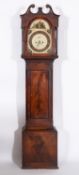 A mahogany longcase clock the eight-day duration movement striking the hours on a bell with the