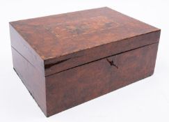 An early Victorian burr walnut, marquetry and Tunbridgeware bordered writing slope,