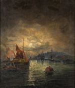 British School, 19th Century - Moonlit seascape - 34 x 29cm.