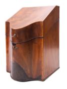 A George III mahogany and crossbanded knife box,
