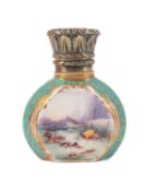 A rare Copeland & Garrett silver-gilt mounted vinaigrette of flattened form,