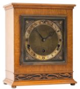 Elliott a 20th century walnut chiming mantel clock for Boyce of Exmouth having an eight-day