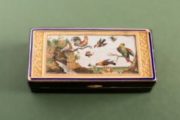 A fine French (Paris 1809-1819), gold, enamelled and micromosaic adorned snuffbox,