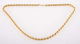 A 9ct yellow gold rope twist chain, UK i