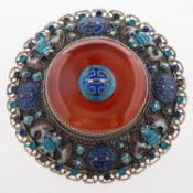 A Chinese filigree work brooch, set to t