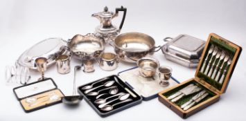 A mixed group of silver plate including;