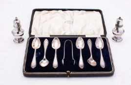 A pair of silver salt and pepper by Wils