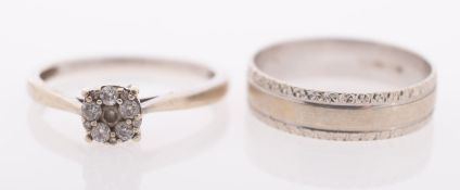 Two 9ct white gold rings, including a 9c