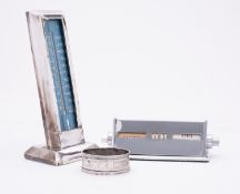 A Chester silver desk thermometer by E J
