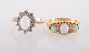 Two opal set rings, including an early 2