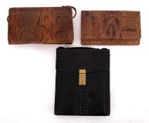 A black crocodile skin satchel bag by Amiet,