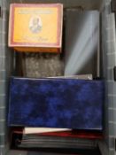 Great Britain stamps, presentation packs, covers, in storage container.