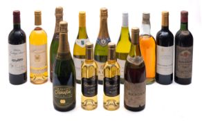 A group of various wines, including a Lalande-de-Pomerol, Appellation Bordeaux Contolee Claret,