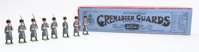 Britains toy soldiers, set 312, Grenadier Guards (Great Coats) 8 figures,