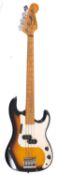 A Tanglewood Lone Star bass guitar, maple neck and headstock with Abelone dot inlay fret markers,