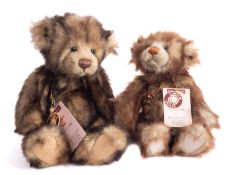 Two Charlie Bears, 'Rhubarb' 33cm high, and 'Crumble' 26cm high,