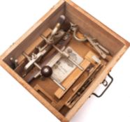 A Stanley No, 45 with cutters and instructions in a fitted wooden case.