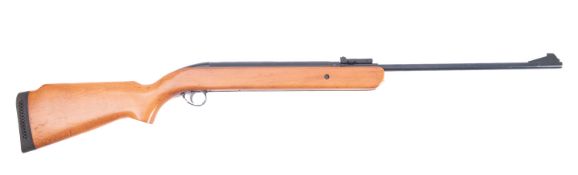 A BSA Airsporter .22 calibre air rifle, on a plain semi pistol grip stock, 112cm long.