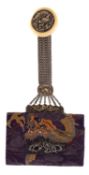 An early 20th century Chinese white metal mounted silk embroidered purse,