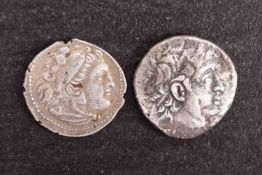 A Macedonia Drachm of Alexander the Great, with a Didrachm Seleukid Kings.
