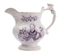 A Staffordshire William IV Coronation jug, possibly Cheworth & Robinson,