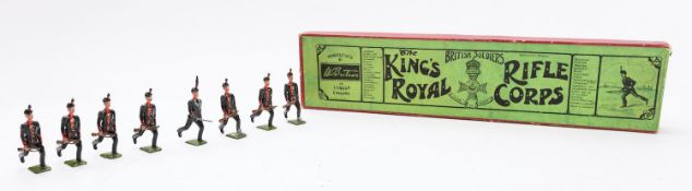 Britains toy soldiers, set 98, The Kings Royal Rifle Corps (at the trail), 8 figures,