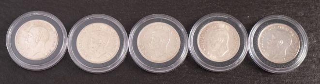 Half crowns, 1935,1936,1937,1939.