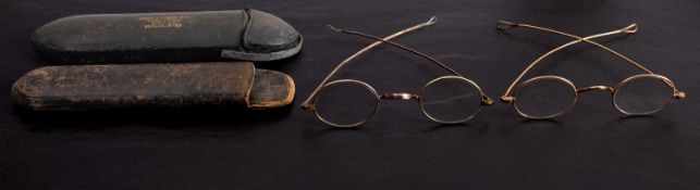 Two pairs of early 20th century gold plated spectacles (2)
