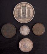 A Louis XIV 40mm prize medal (named), with a 28mm medal and Lud XVIIII and Anna medalet,