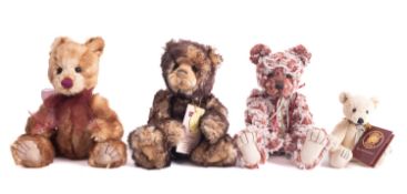 A group of four smaller Charlie Bears, 'Elliot' 33cm high, 'Wurve You' 29cm high,