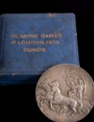 A boxed Olympic Games 1908, donor medallion, original box P.Vaught and Sons, Birmingham.