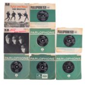 A group of eight early singles by The Beatles - includes 2 Eps (Twist and Shout, All My Loving).