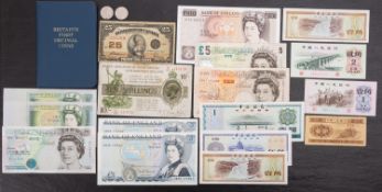 A Somerset £10 note, with two Somerset £5 notes, with Gill £5 note, two Somerset £1 notes,