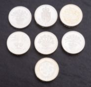 Silver proof piedforts, 1989,1986,1988,1999,1985,1984,1998 (7).