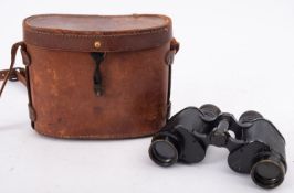 A pair of WWII binoculars , maker Hunsiker & Alexis, Paris, black finish,