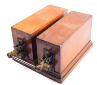 A mahogany and brass line selector, 28.5cm wide.