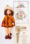 A Lenci 'Marisa' linen head doll, circa 1999, brown wig,