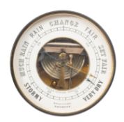 An early 20th century brass aneroid barometer for 'Lennie Optician.