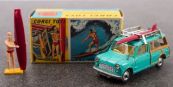 Corgi No. 485 Surfing with BMC Mini Countryman with standing surfer figur